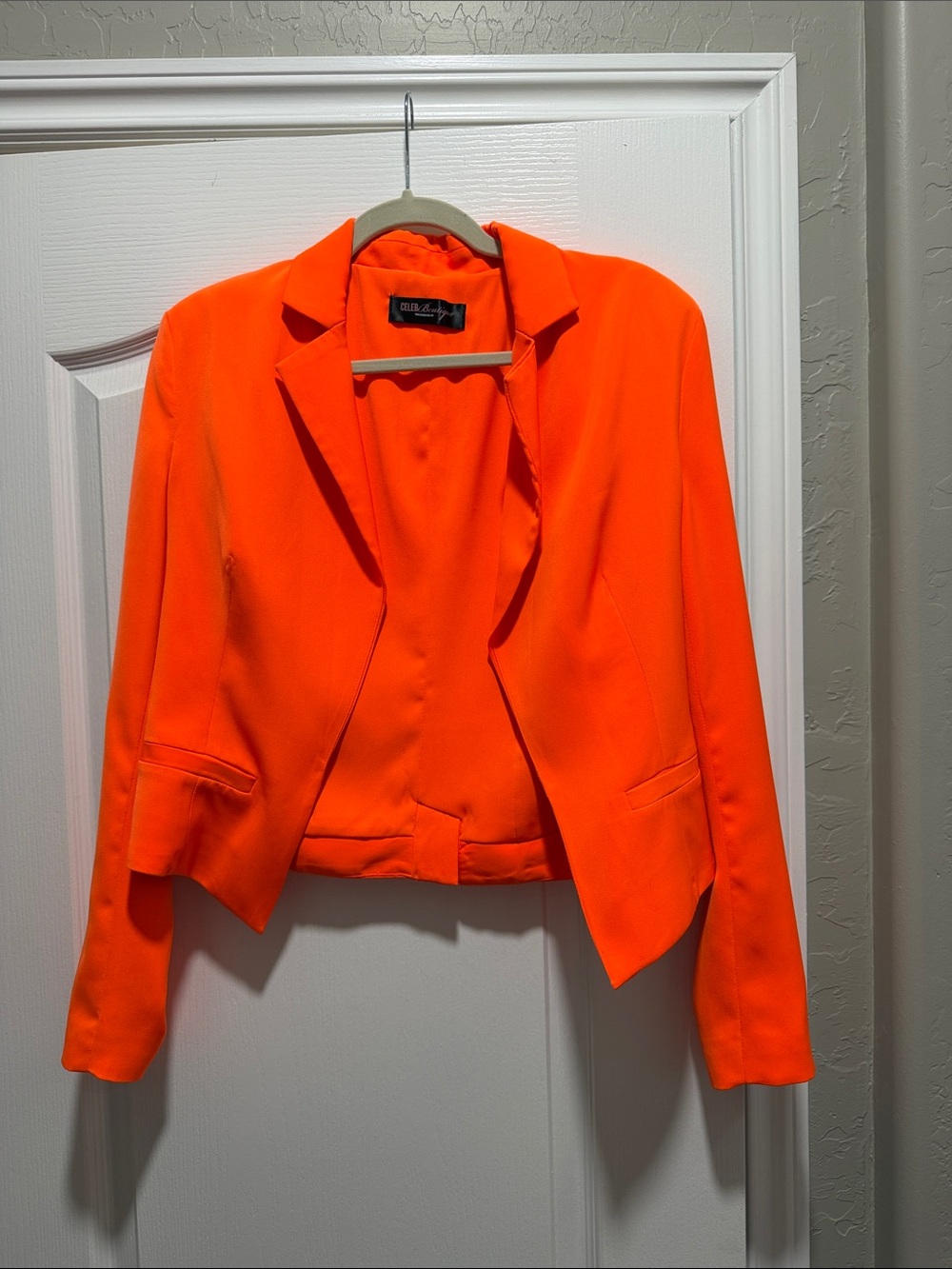 House of CB Neon Orange Cropped Blazer